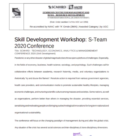 Skill Development Workshop S-Team 2020 Conference